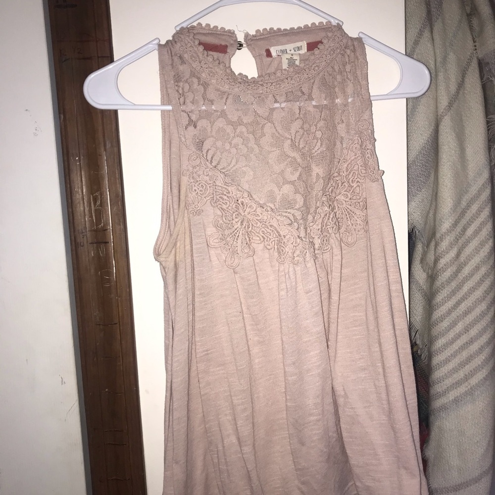 light pink floral mesh embroidered mock neck top